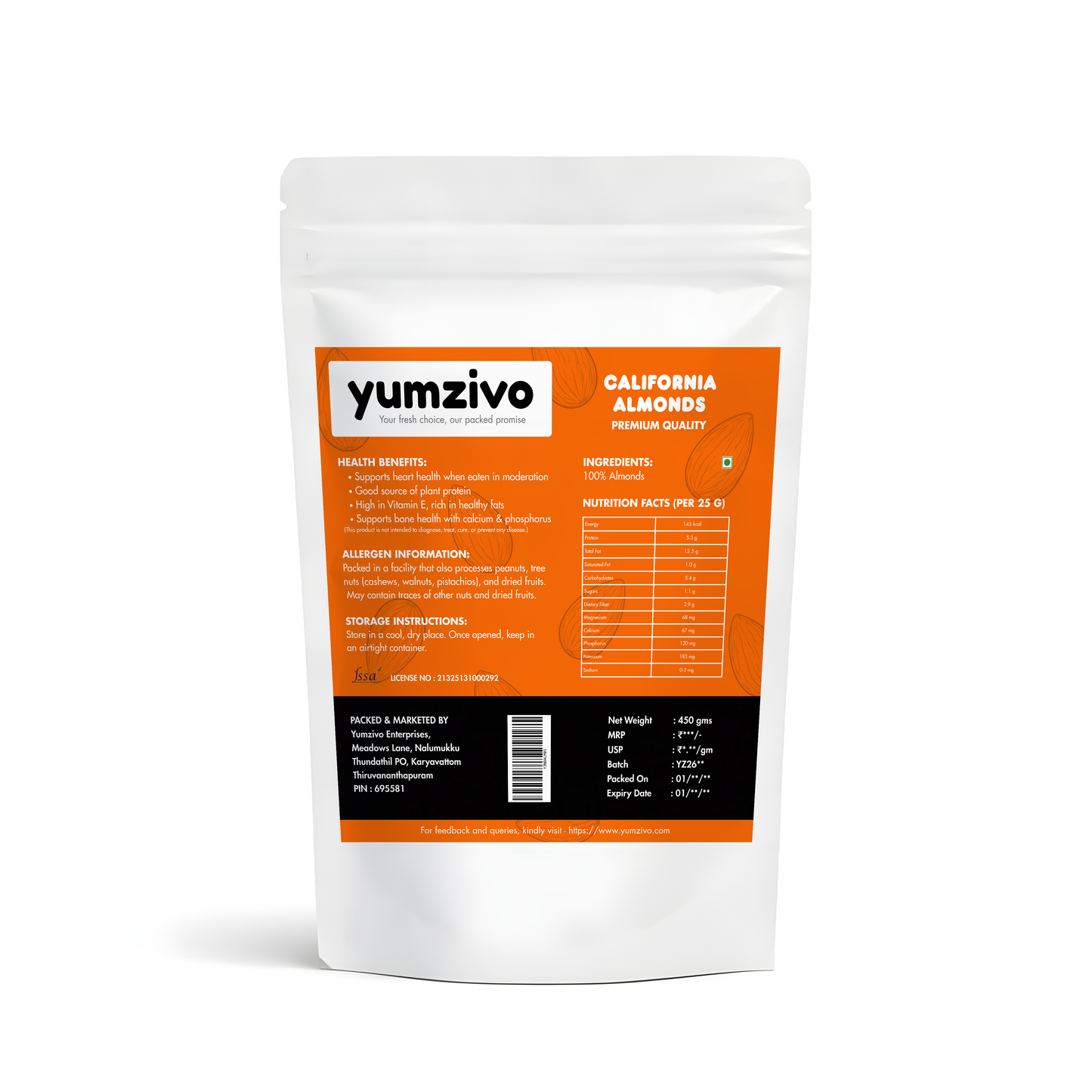 Yumzivo - Premium California Almonds