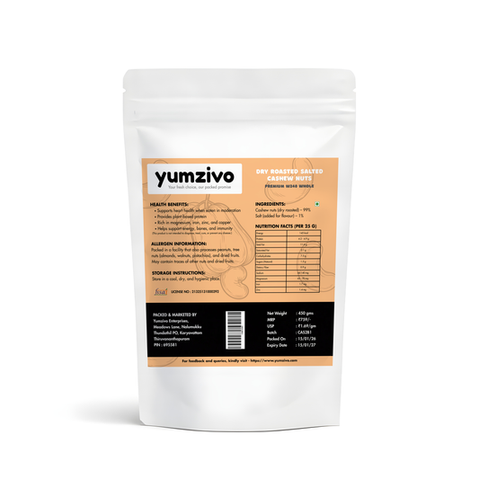 Yumzivo - Dry Roasted & Salted Cashew Nuts