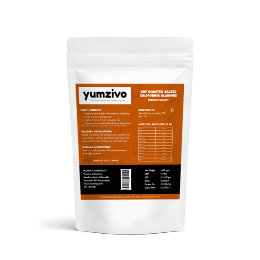 Yumzivo - Dry Roasted Salted California Almonds